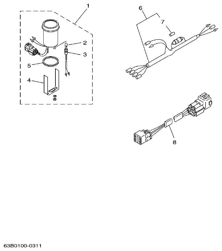 Yamaha E48C, E55C, 55B, E48CMH, E55CMH METER parts diagram